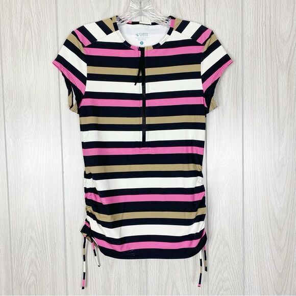 Carve Designs | Striped Dawson Short Sleeve Rashguard Size Small - Picture 1 of 15